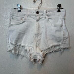 Zara White Cut Off Raw Hem Shorts Size 4